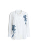Rosa Floral Print Sheer Shirt - White/Navy