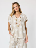 Riviera Spot Print Top - Natural/White