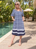 Monaco Grid Print Dress - Navy/White