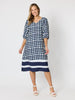 Monaco Grid Print Dress - Navy/White