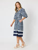 Monaco Grid Print Dress - Navy/White