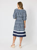 Monaco Grid Print Dress - Navy/White