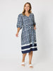 Monaco Grid Print Dress - Navy/White