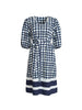 Monaco Grid Print Dress - Navy/White