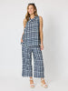 Monaco Grid Print Top - Navy/White