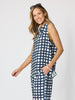 Monaco Grid Print Top - Navy/White