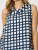 Monaco Grid Print Top - Navy/White