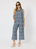 Monaco Grid Print Top - Navy/White