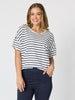 Coffee Days Stripe Tee - Navy/White