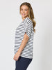 Coffee Days Stripe Tee - Navy/White