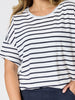 Coffee Days Stripe Tee - Navy/White