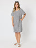Coffee Days Stripe T-shirt Dress - Navy/White