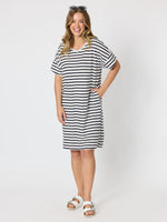 Coffee Days Stripe T-shirt Dress - Navy/White