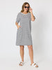 Coffee Days Stripe T-shirt Dress - Navy/White
