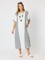 Sevilla Stripe Print Dress - White Black