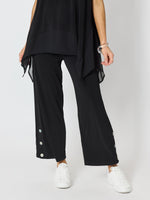 Traveller Button Hem Pant - Black