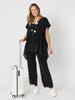 Traveller Button Hem Pant - Black