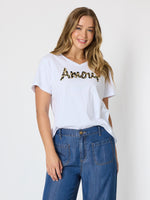 Amour Animal Print Tee - White
