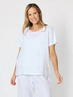 Silver Jewel Print Top - White/Silver