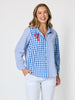 Cove Embroidered Gingham Shirt - Azure White