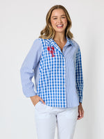 Cove Embroidered Gingham Shirt - Azure White