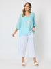 Camellia Floral Print Top - Aqua