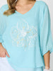 Camellia Floral Print Top - Aqua