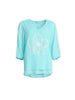 Camellia Floral Print Top - Aqua