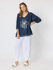 Camellia Floral Print Top - Navy