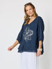 Camellia Floral Print Top - Navy