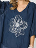 Camellia Floral Print Top - Navy