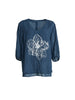 Camellia Floral Print Top - Navy