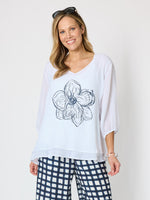Camellia Floral Print Top - White