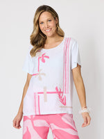 Bay Leaf Print Top - White Blush