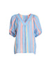 Laguna Stripe Print Top - Denim Multi