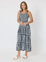 Bianca Stripe Print Sundress - Black/White