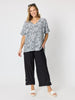 Tapestry Print Top - Black White