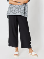 Essential Button Wide Leg Pant  - Black