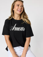 Amour Noir Embroidered Tee - Black