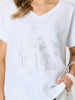 Coastal Night Floral Print Top - White/Silver