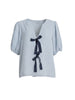 City Stripe Print Bow Top - Navy/White