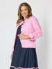 Gisele Embroidered Denim Jacket  - Lipstick