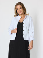 Gisele Embroidered Denim Jacket  - White