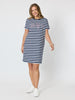 Cruz Stripe Print T-shirt Dress - Navy/White