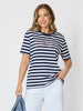 Cruz Stripe Print Tee - Navy/White