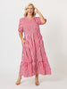 Montecito Stripe Print Dress - Red White