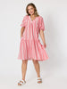 Seaport Stripe Print Dress - Red White