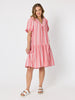 Seaport Stripe Print Dress - Red White