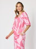 Bay Leaf Print V Neck Top - Blush Multi