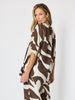Bay Leaf Print V Neck Top - Mocha Multi
